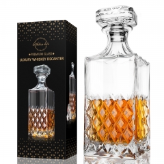 Lighten Life Whiskey Decanter,34oz Decanter with Airtight Glass Stopper in Gift Box,Lead Free Elegant Liquor Decanter ,Premium Vodka Decanter