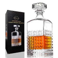 Lighten Life Whiskey Decanter,29oz Crystal Decanter with Glass Stopper in Gift Box, Liquor Decanter Bottle,Premium Vodka Decanter for Whiskey,Bourbon