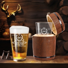 LIGHTEN LIFE 30th Birthday Gifts for Men Women 16oz,1993 Beer Glass in Barrel Box,Funny 1993 Pint Glass for 30 Years Old Dad,Friend,30th Beer Gift