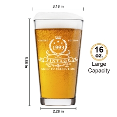 LIGHTEN LIFE 30th Birthday Gifts for Men Women 16oz,1993 Beer Glass in Barrel Box,Funny 1993 Pint Glass for 30 Years Old Dad,Friend,30th Beer Gift